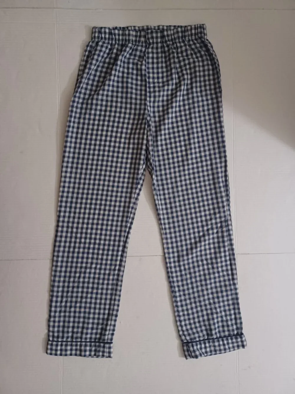 GAP KIDS SLEEP PLAID TWO PIECE PAJAMA SET BLUE WHITE BOYS SIZE 12